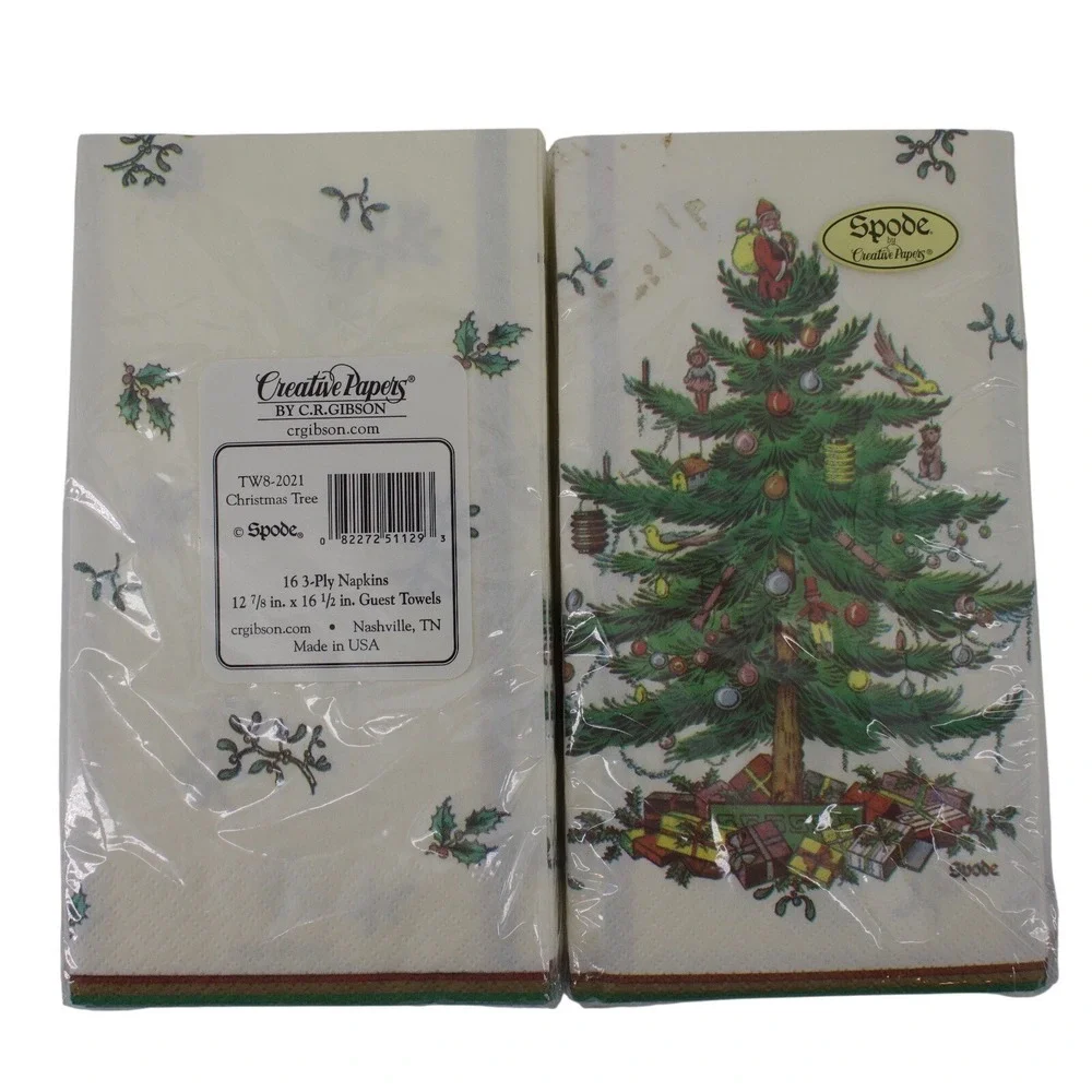 Spode Guest Towels Unisex OS Cream New Christmas Tree 3-Ply Napkins 2-Pack 32ct